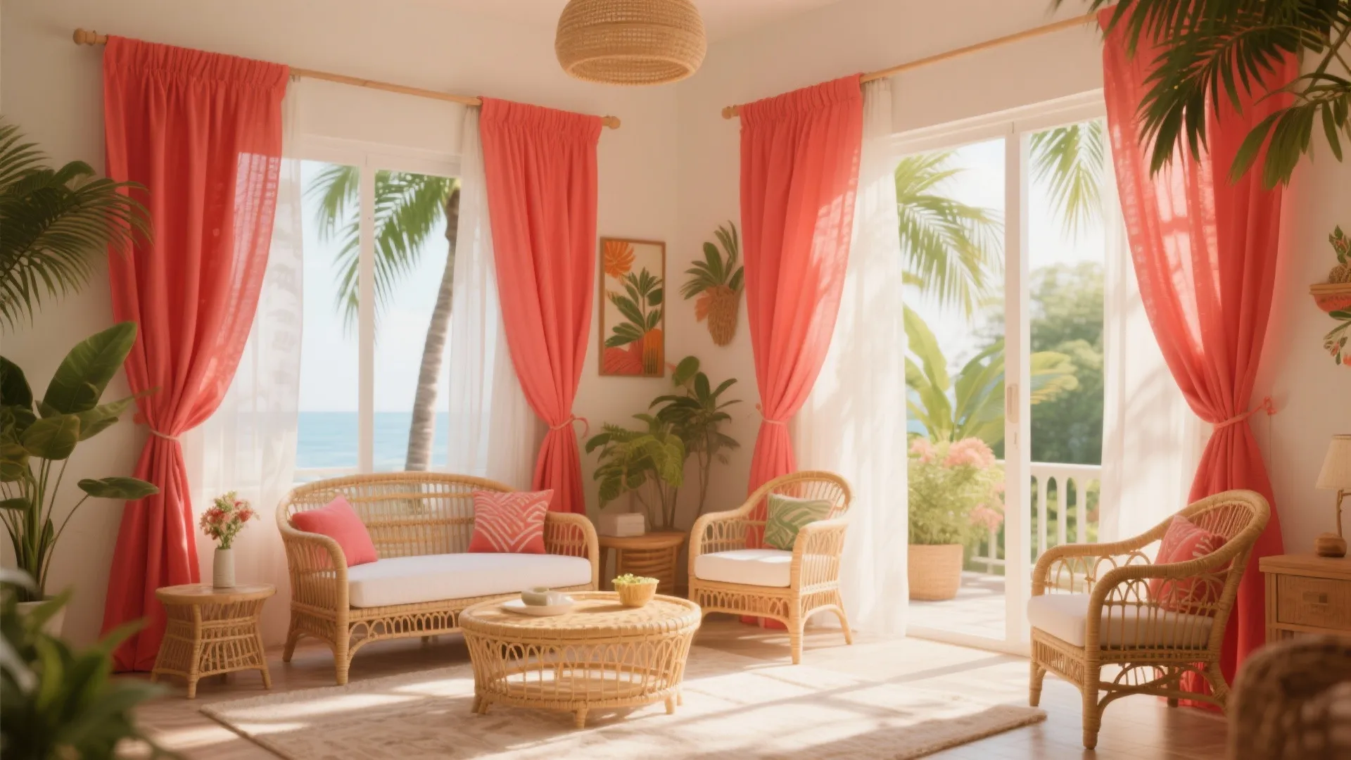 9. Lightweight Cotton Curtains for Airy Red Accents