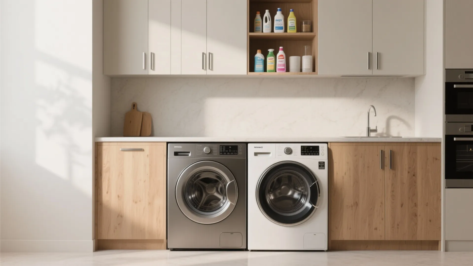 4. Integrated countertop and shallow cabinets