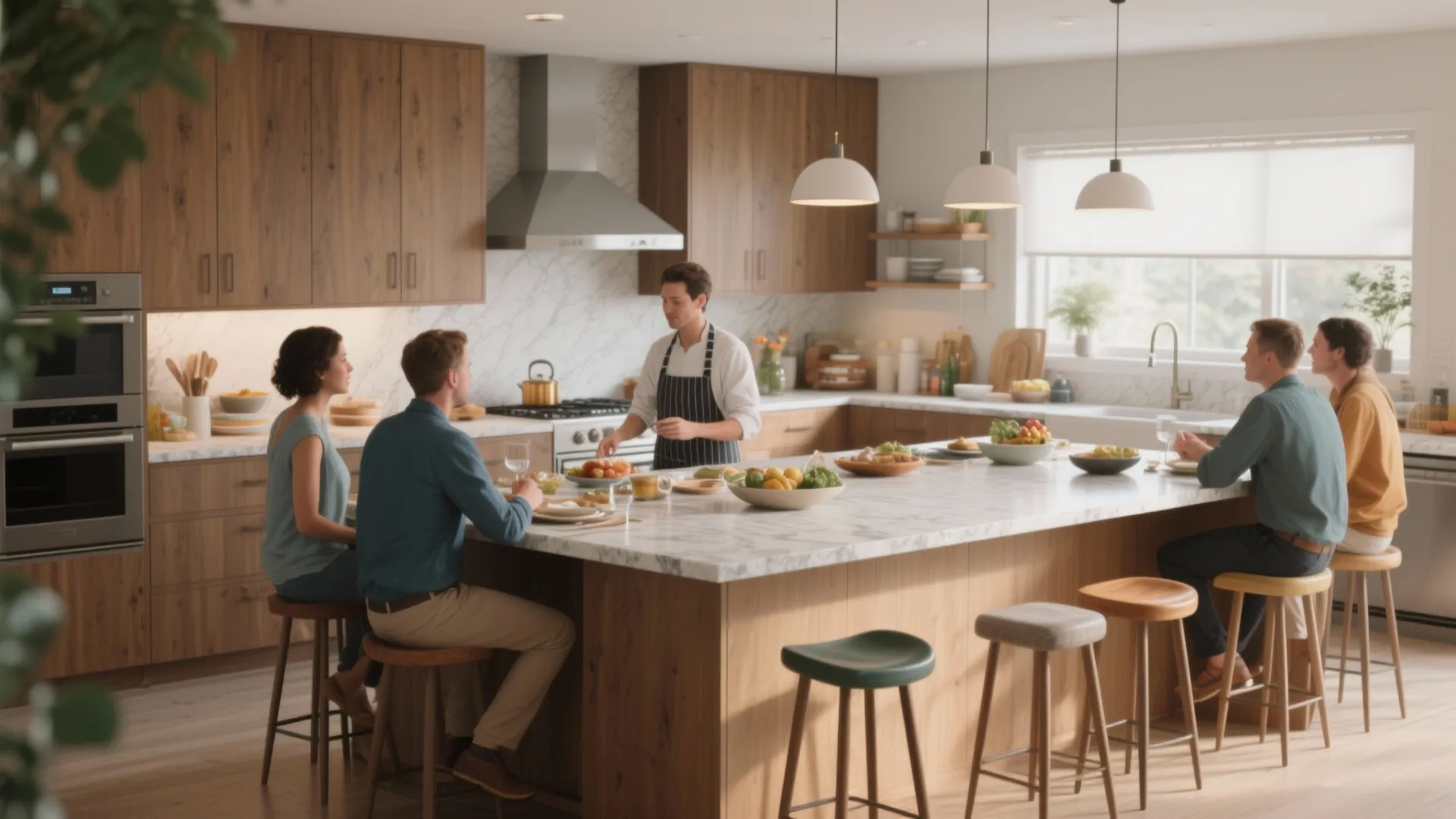 4. Multi-use counter as dining anchor