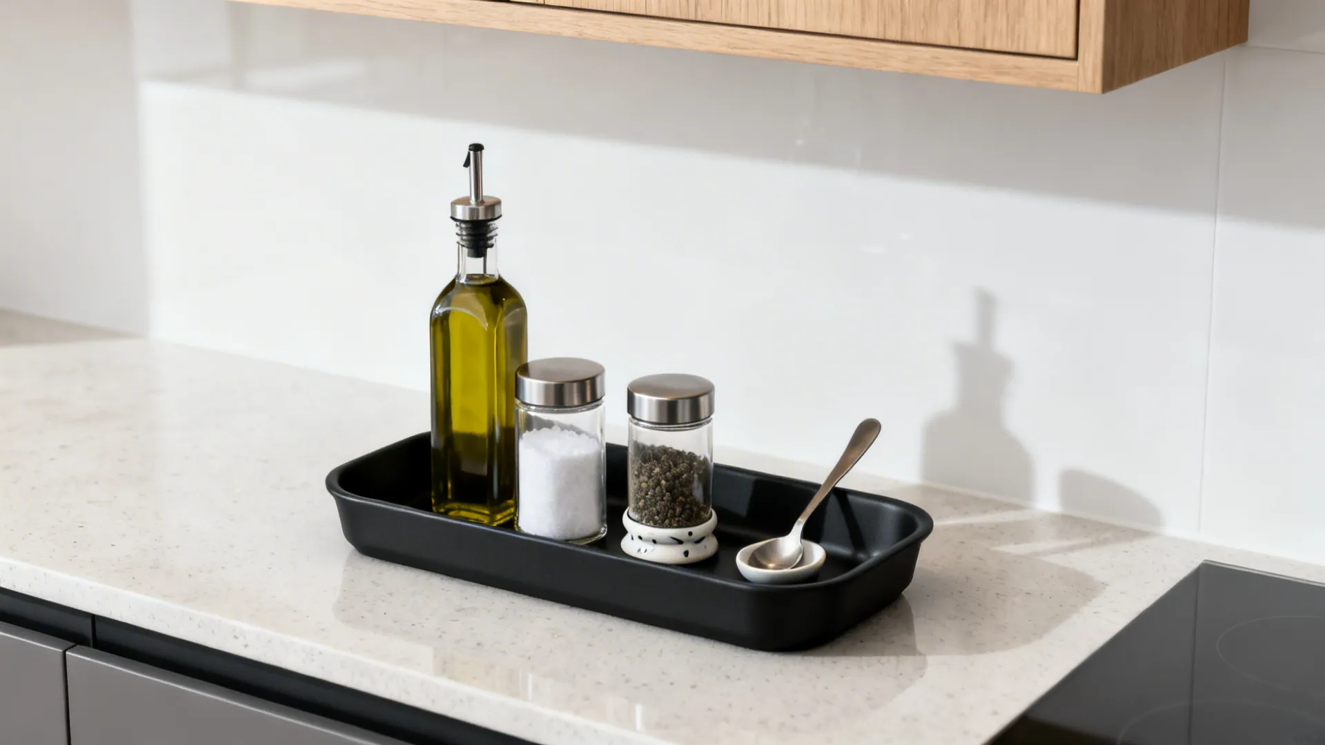 1) Minimalist Drop-Zone for Countertop Essentials