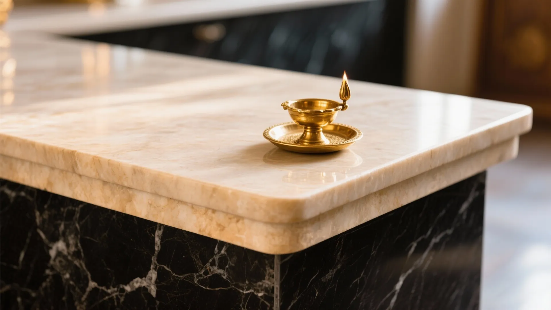 Contrasting Granite Base + Light Stone Counter