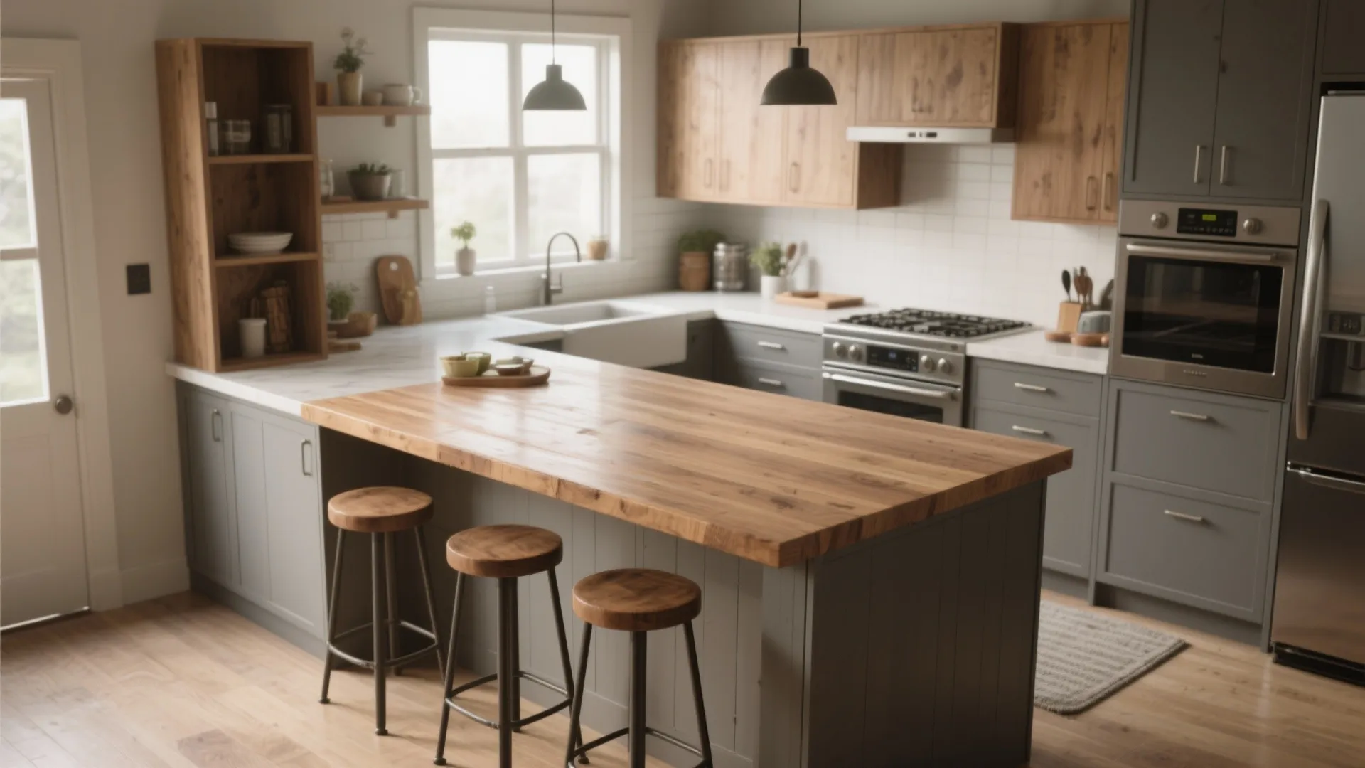 2. Counter-Height Farm Table (Doubles as Kitchen Island)