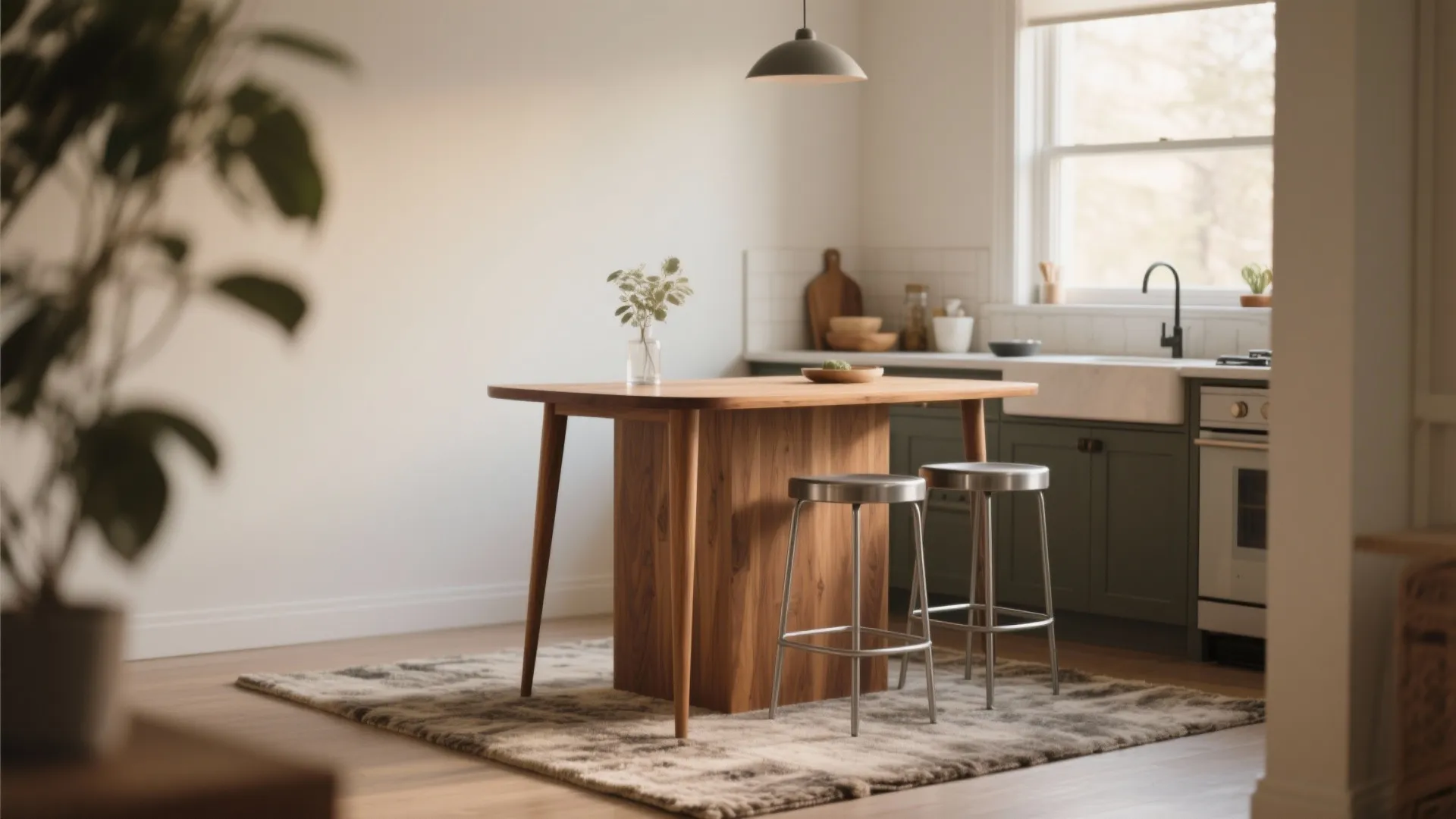 1. Counter-height table as a multifunctional island