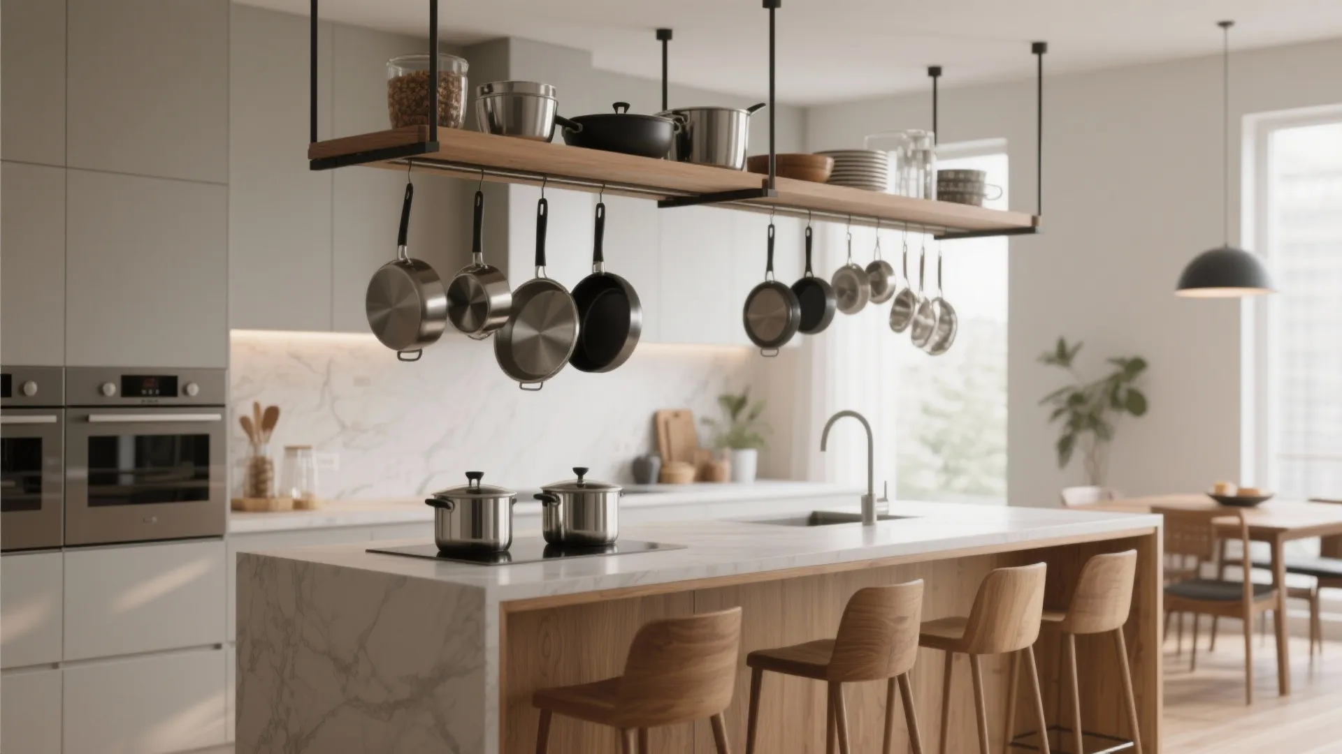 Counter plus overhead rack