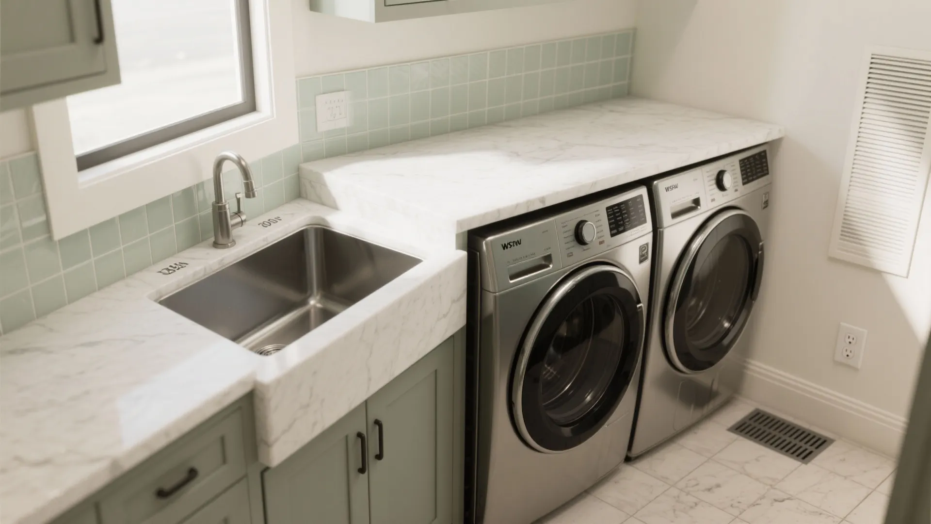 Tip 2: Counter over front-loads + a deep utility sink