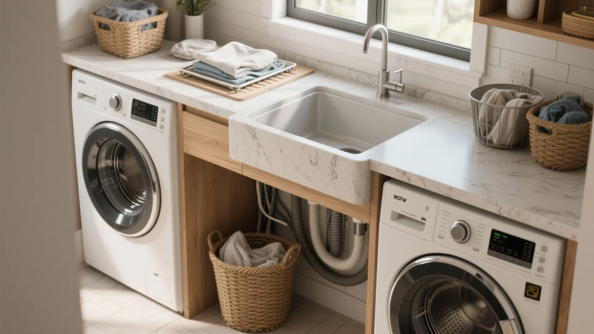 2. Sink integrated into a washer-dryer counter