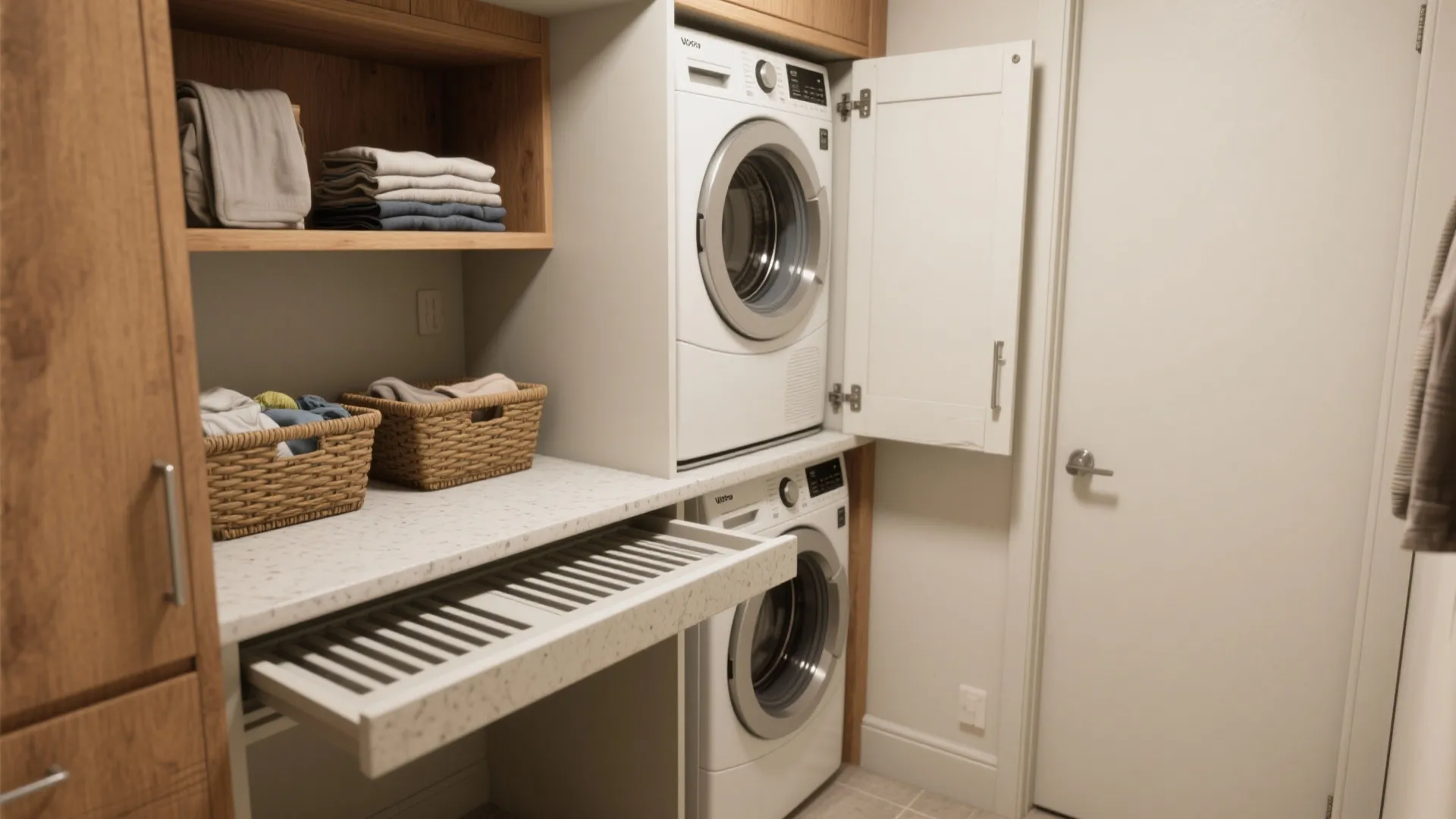 2. Countertop folding station above machines