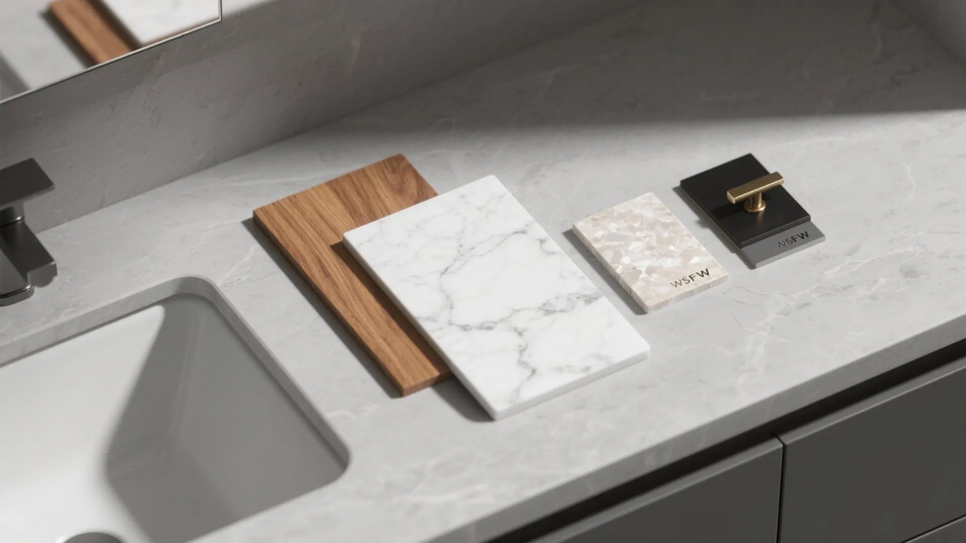 3. Contrasting countertop materials