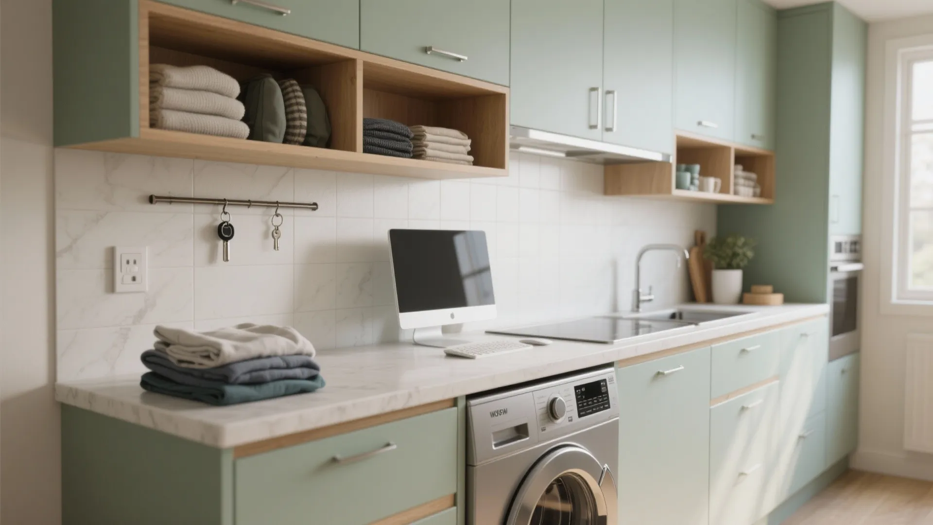 Countertop Workspace + Concealed Cabinets