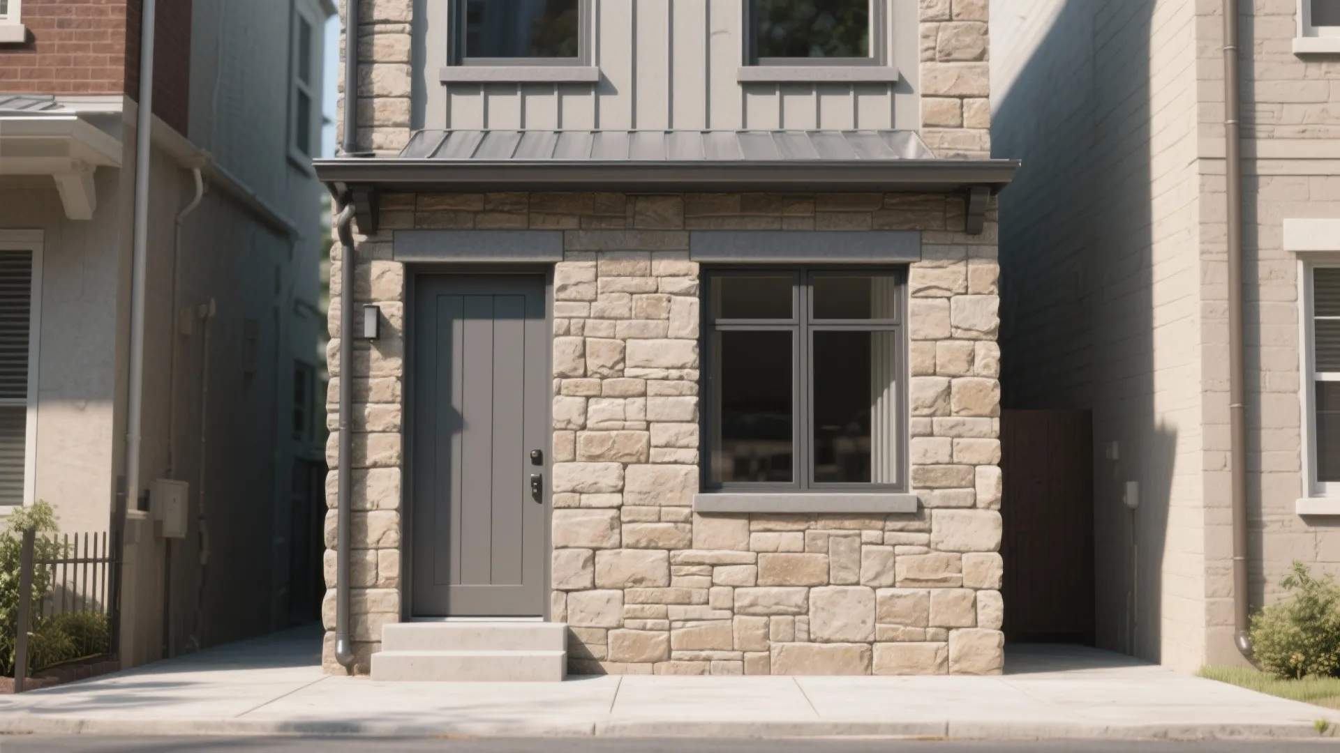 Minimalist Coursed Stone for Small Facades