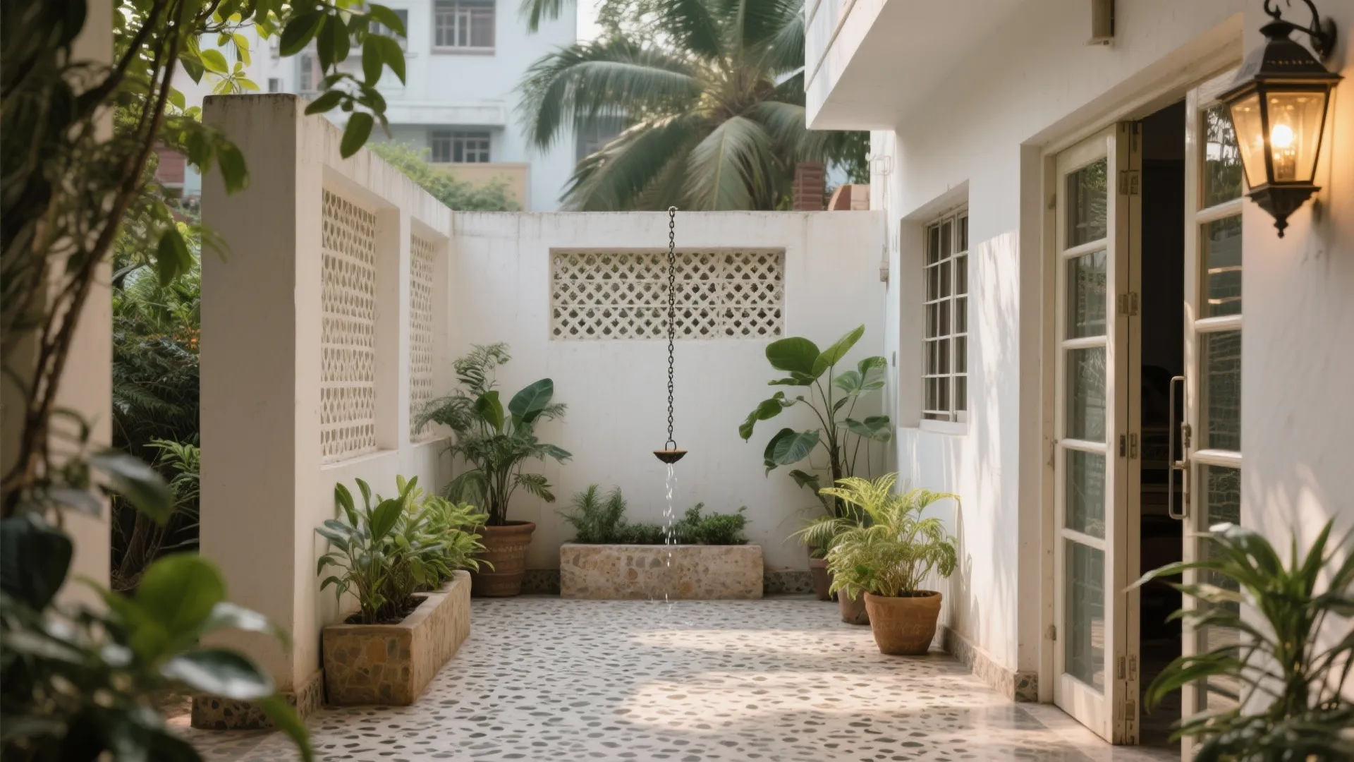 Court-in-the-house: compact courtyard or ventilated terrace for climate comfort