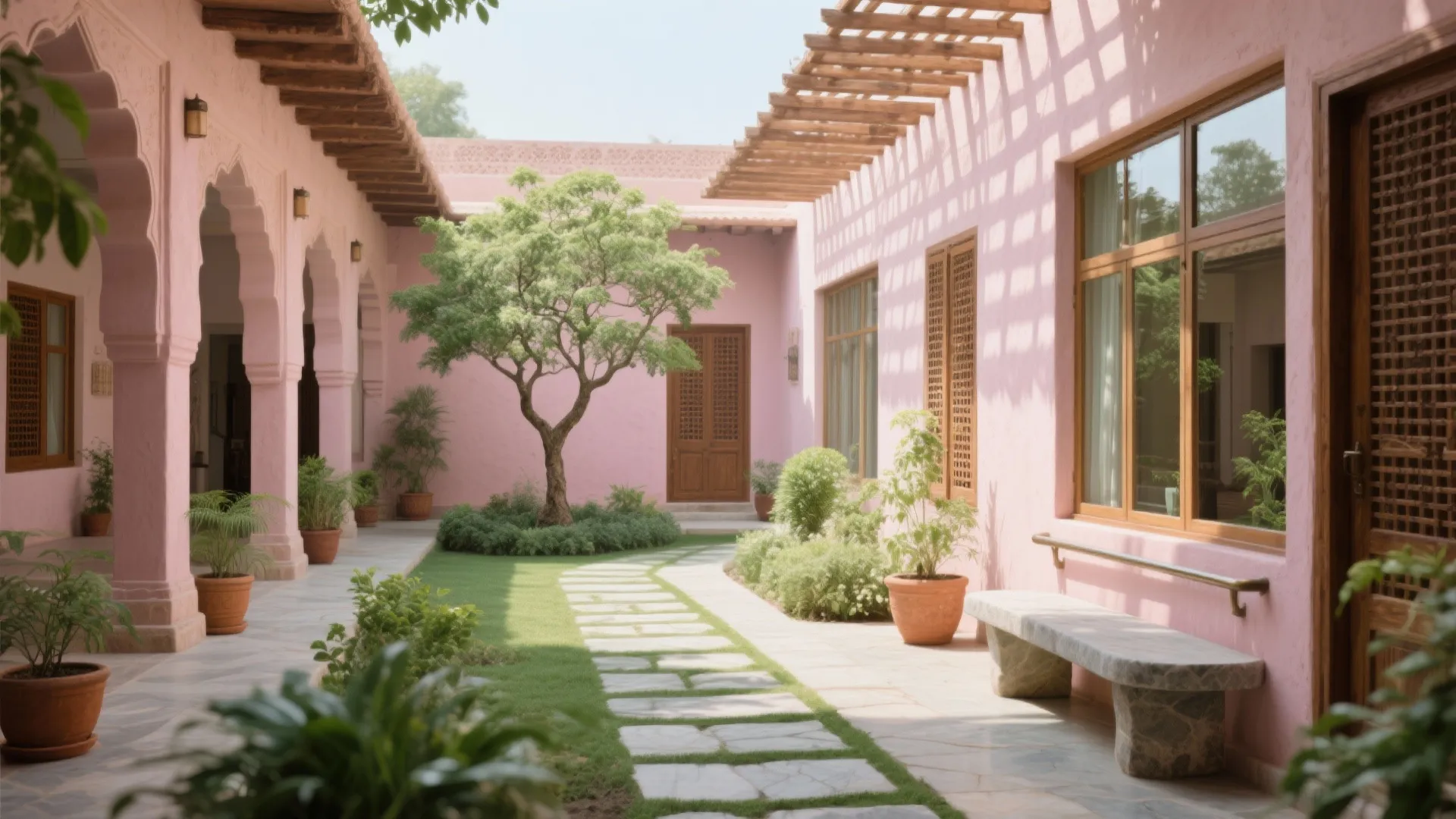 Daylight, Courtyards, and Biophilia in the Pink City