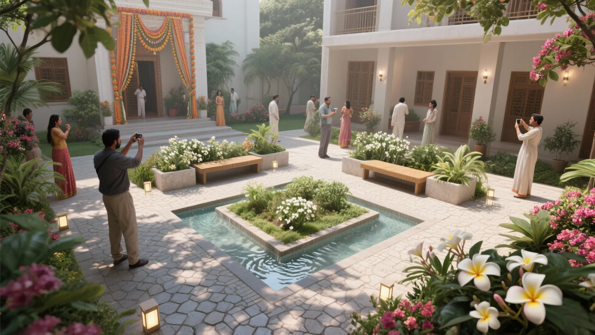 Courtyard Greens and Water Element for Photos