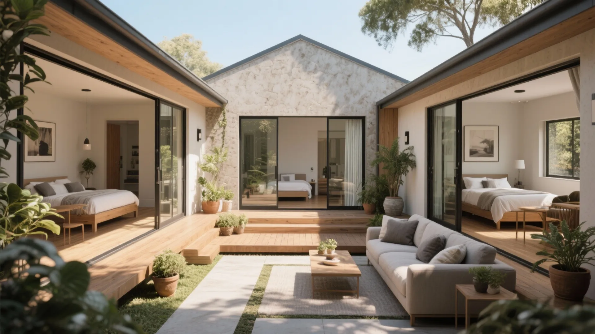 4. Courtyard-centered 3 bedroom plan