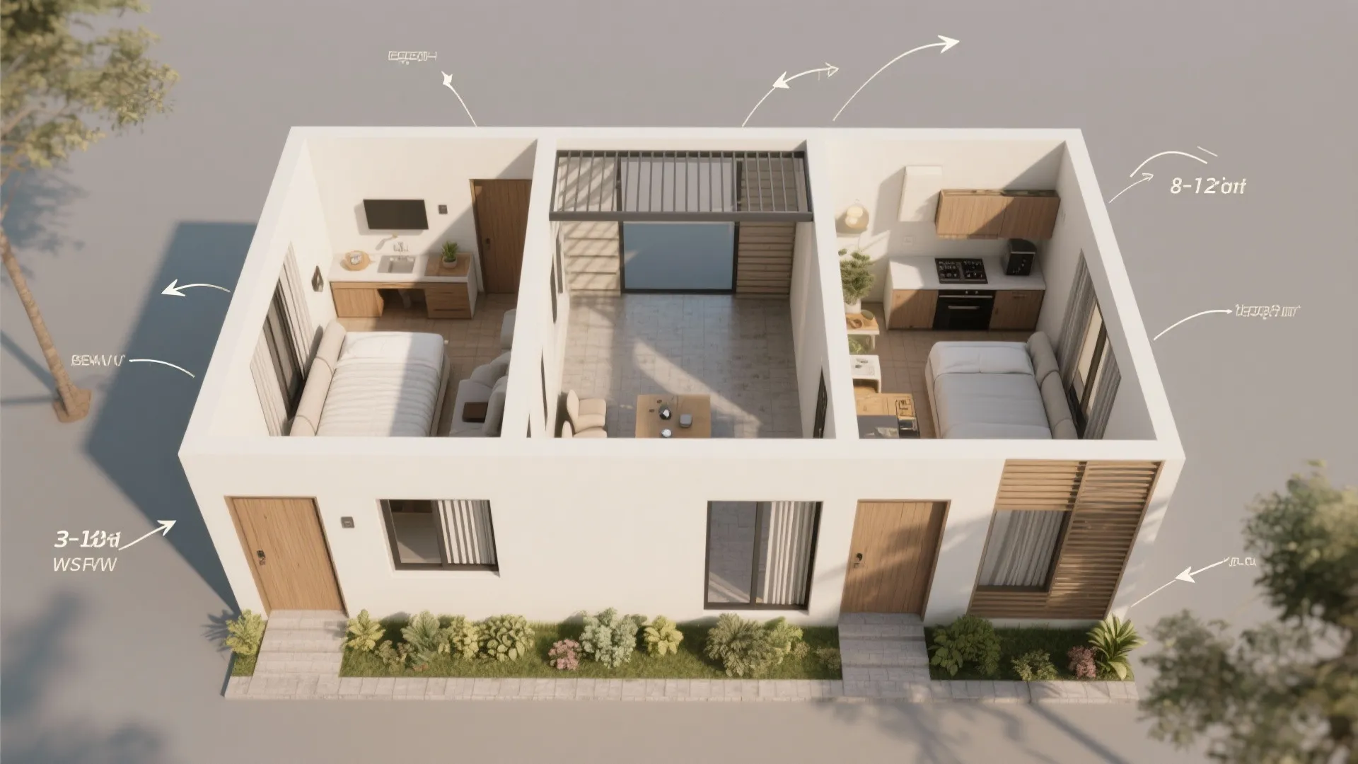Courtyard-Centric Zoning for Ventilation and Privacy