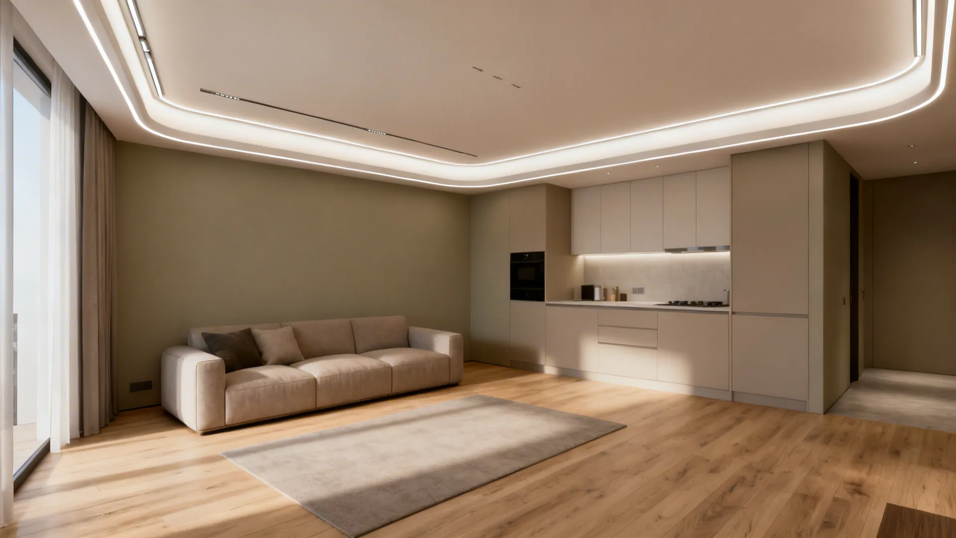 Gentle Cove Lighting that Bridges Two Zones