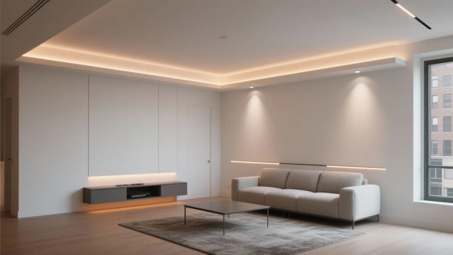 Minimalist Recessed Ceiling with Perimeter Cove Lighting