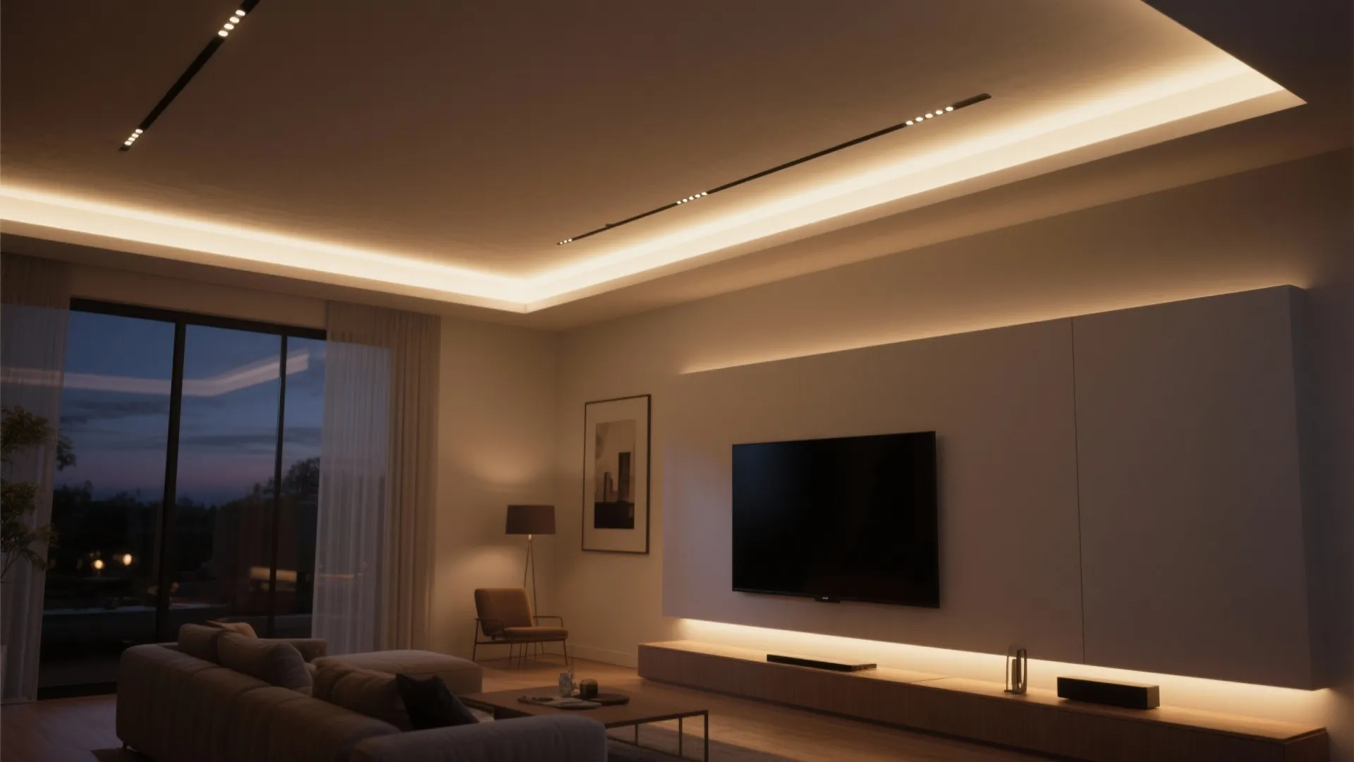 3) Cove lighting and shadow-line reveals for a floating effect