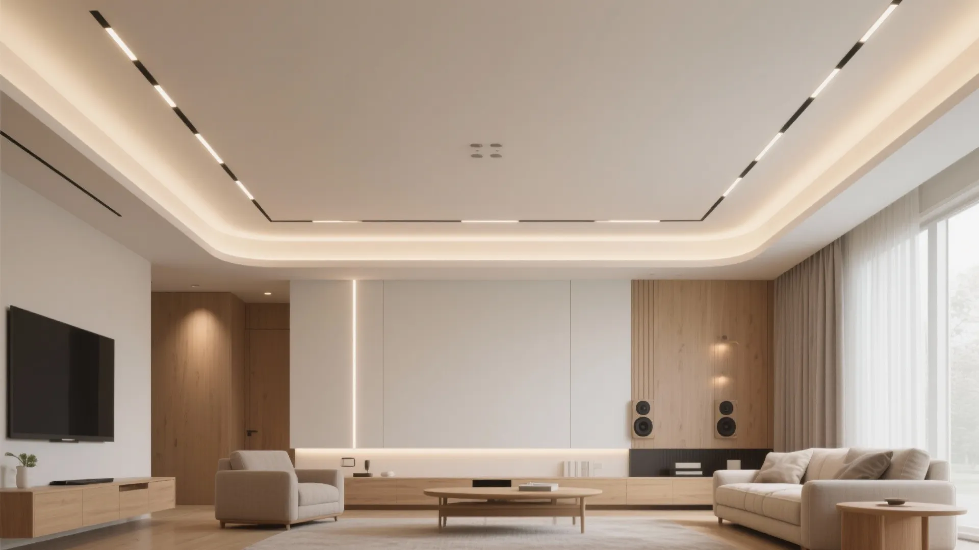 1) Recessed Cove Lighting With a Floating Perimeter