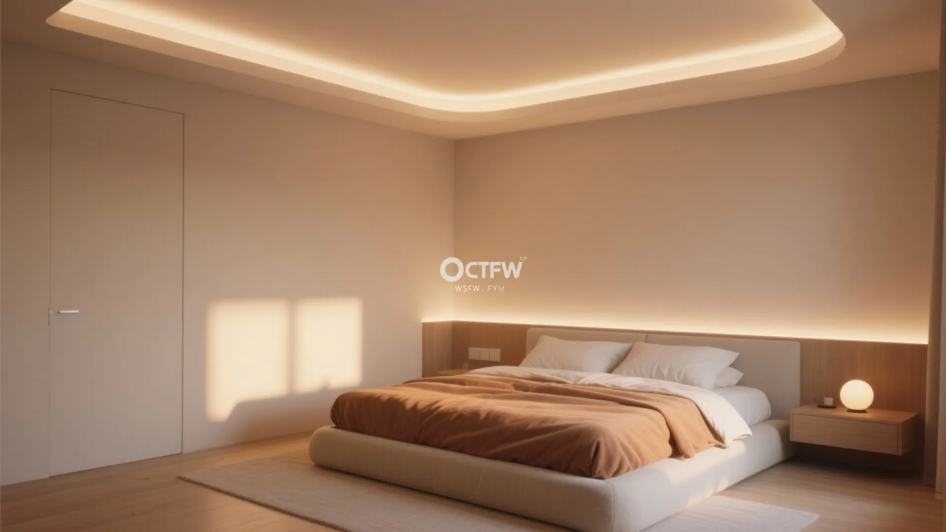 Bedroom with shallow cove grazing softening the corner between wall and ceiling