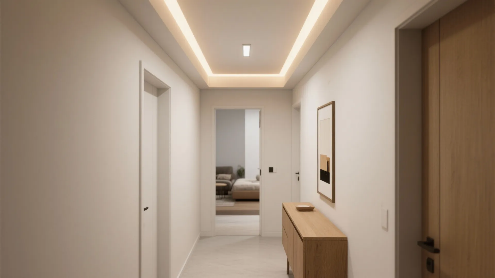 Minimal Cove Lighting for a Calm Hall