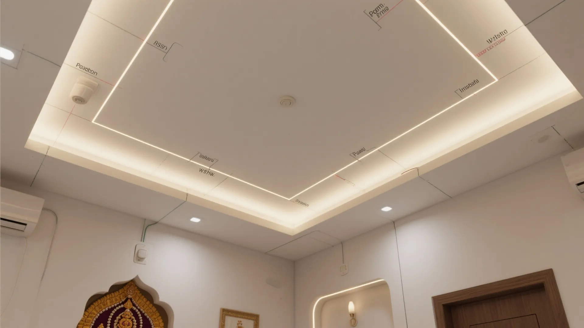 Soft cove lighting under a stepped ceiling