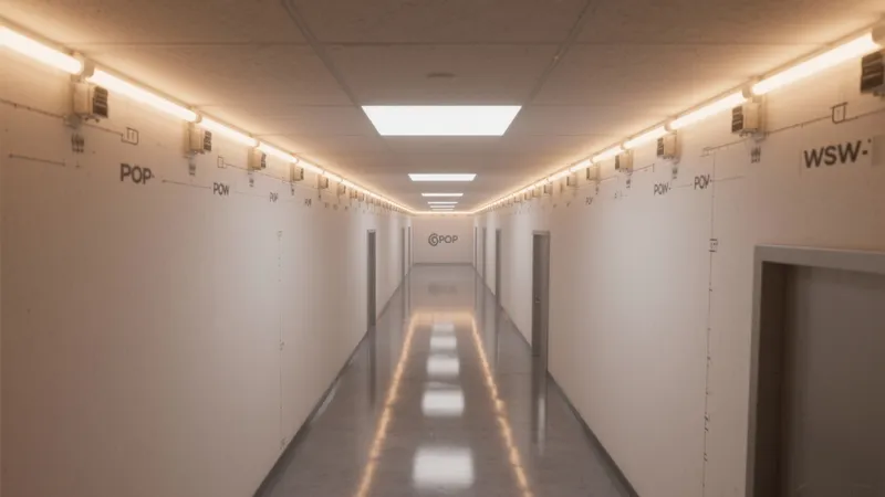 Modern Commercial Hallway Design with Industrial Lighting
