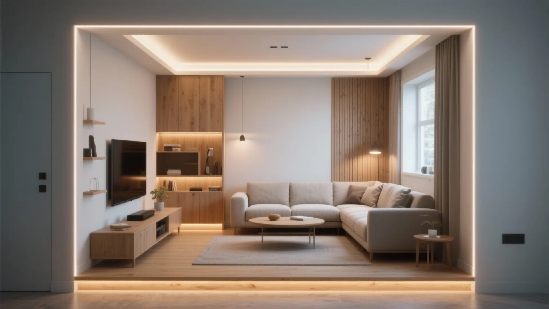 5. Accent cove lighting to widen small living rooms
