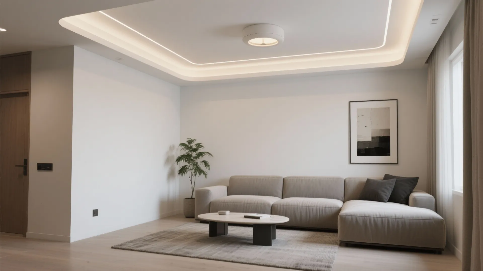 [Section: 灵感列表] Minimalist Gypsum Cove with Dimmable LED