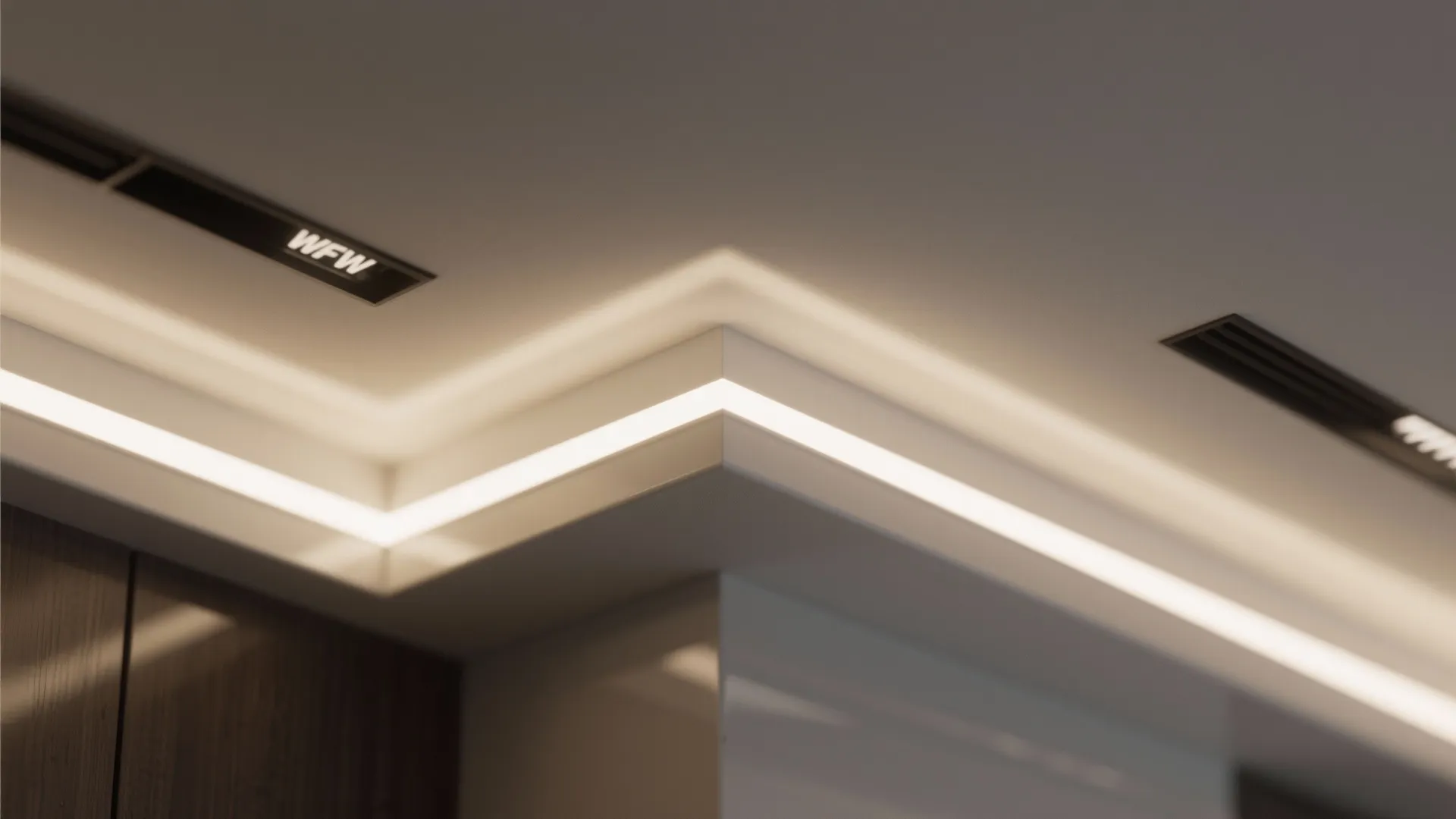 High-gloss PVC with hidden cove lighting