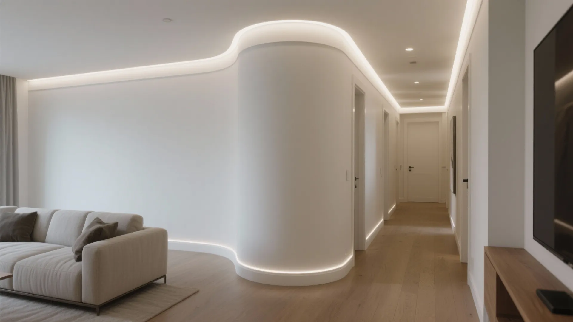 Minimalist Cove Lines in the L-Shaped Hall