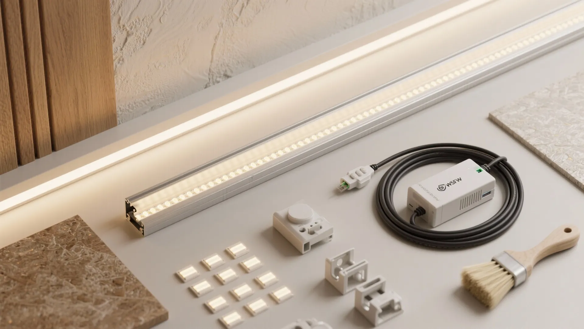 Indirect cove-style wall lights for soft, spacious ambience