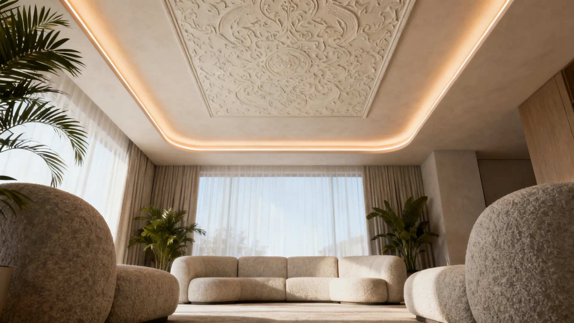 3. LED Cove Lighting with Decorative Panels