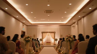 Elegant Wedding Ceremony Hall with Floral Decor