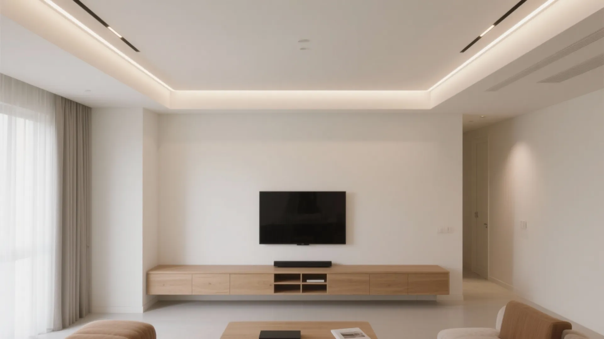 Minimal recessed planes with cove lighting