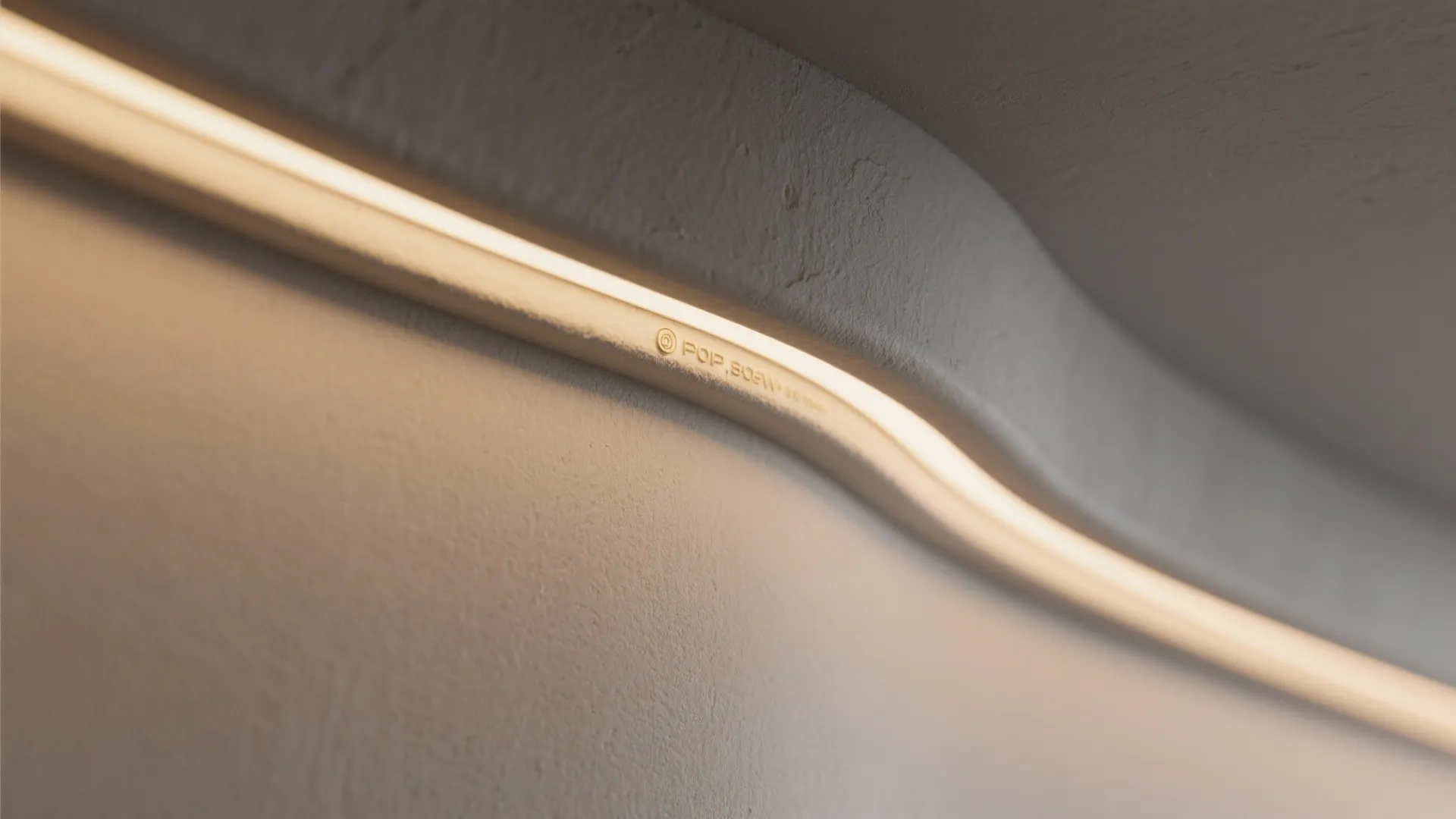 Close-up of a smooth POP cove ceiling with hidden LED channel and warm glow.
