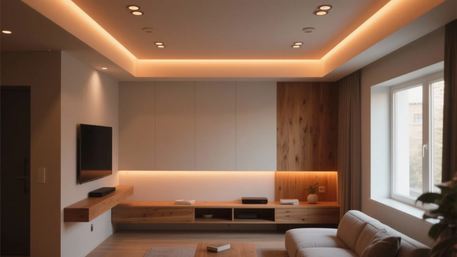 4. Recessed + cove/ambient strip for indirect warmth