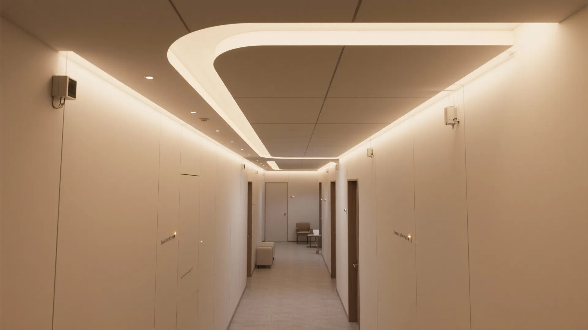 Continuous cove lighting for a calm, gallery feel