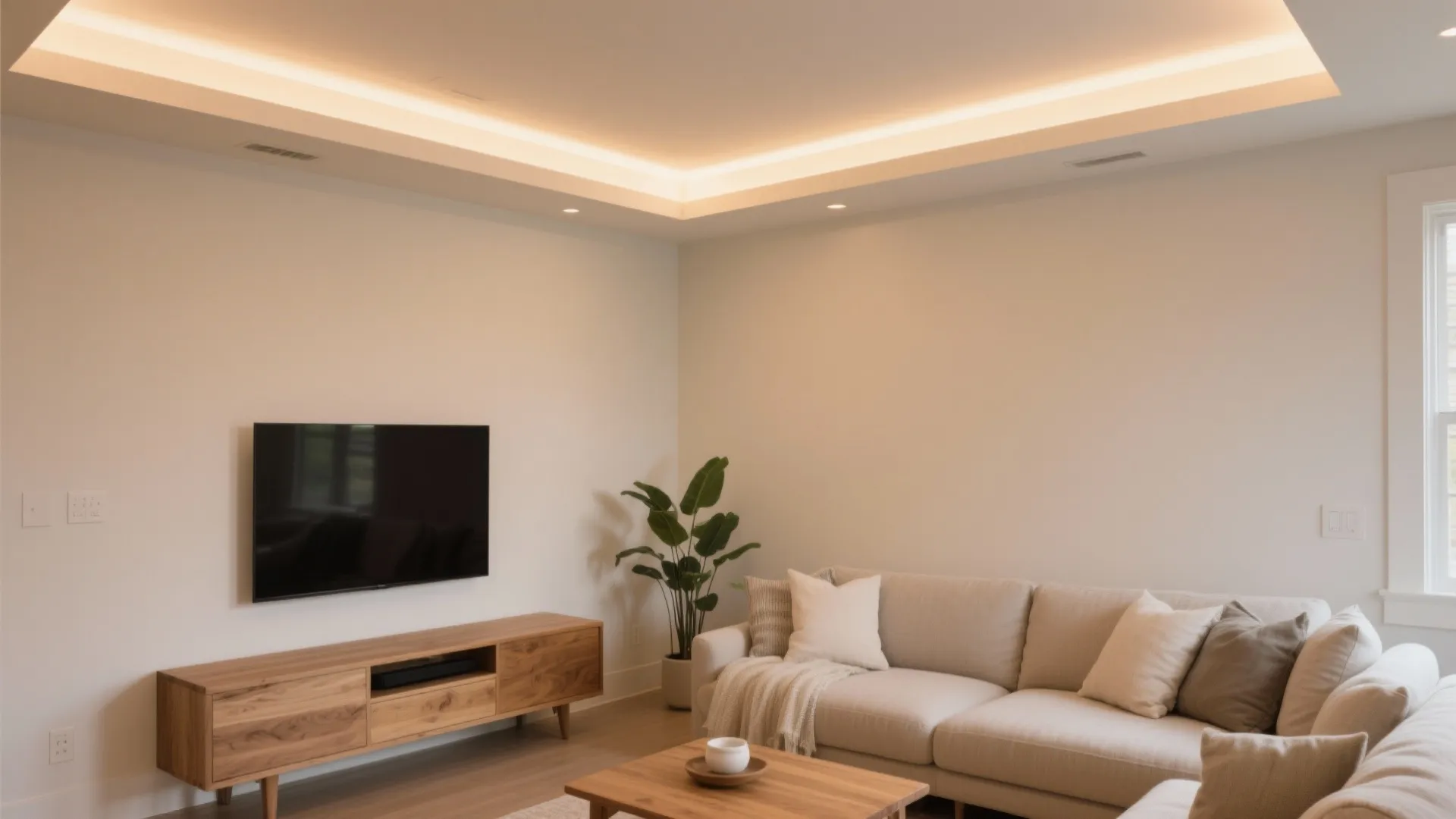 Layered Cove Lighting with a Slim Tray