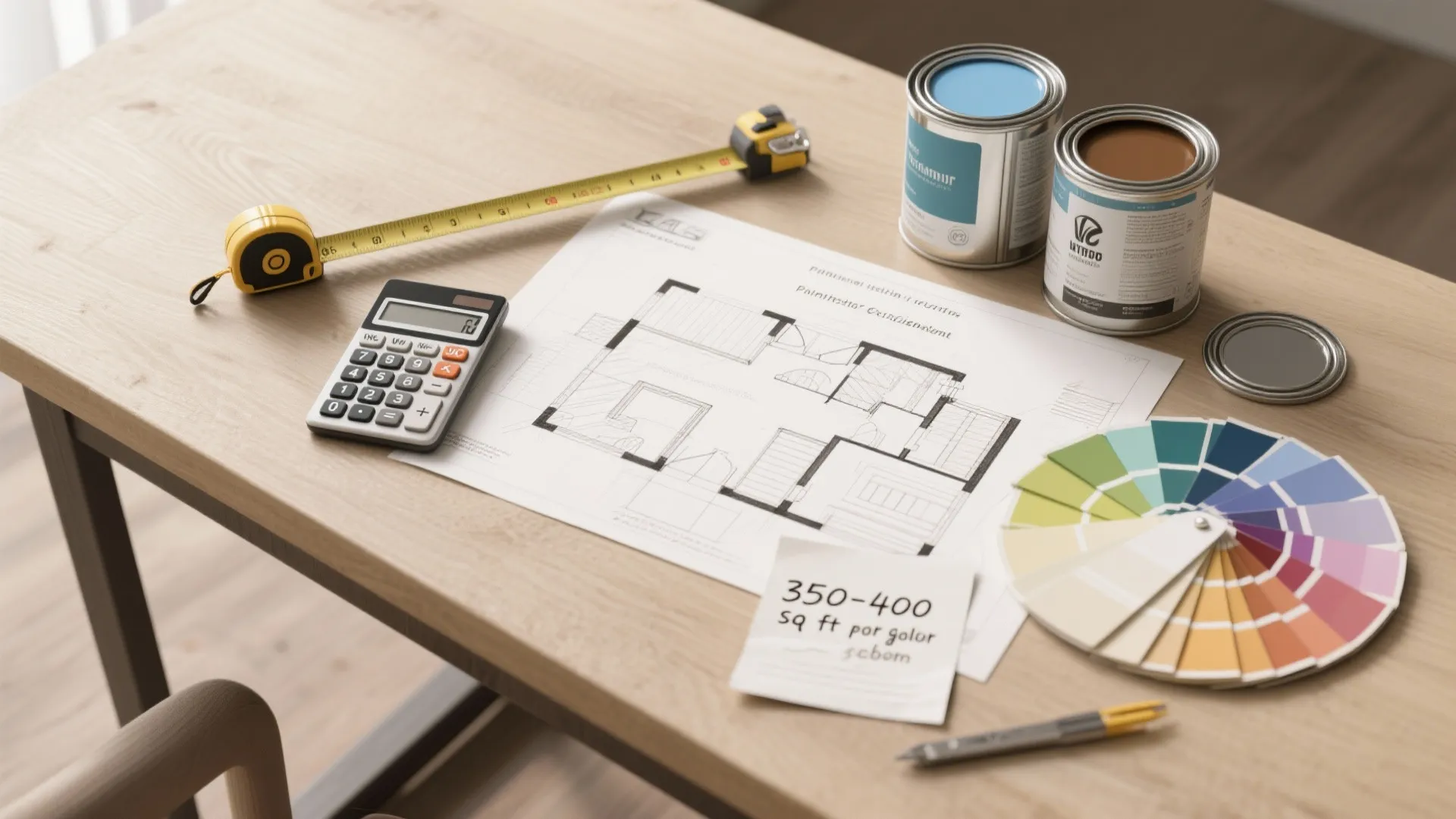 1. The basic coverage rule: 350–400 sq ft per gallon