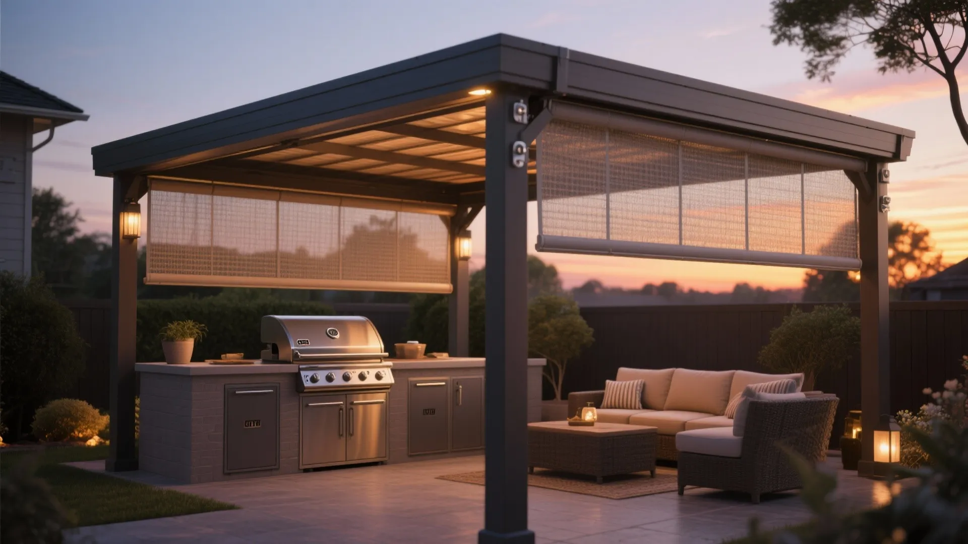 5. Covered Cooking Zone with Retractable Screens