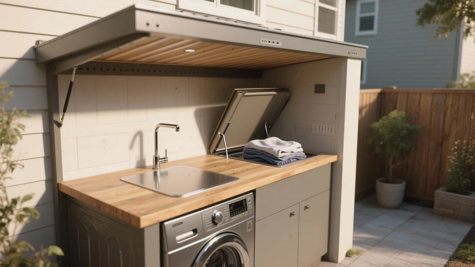 1. Covered Nook with Fold-Down Counter