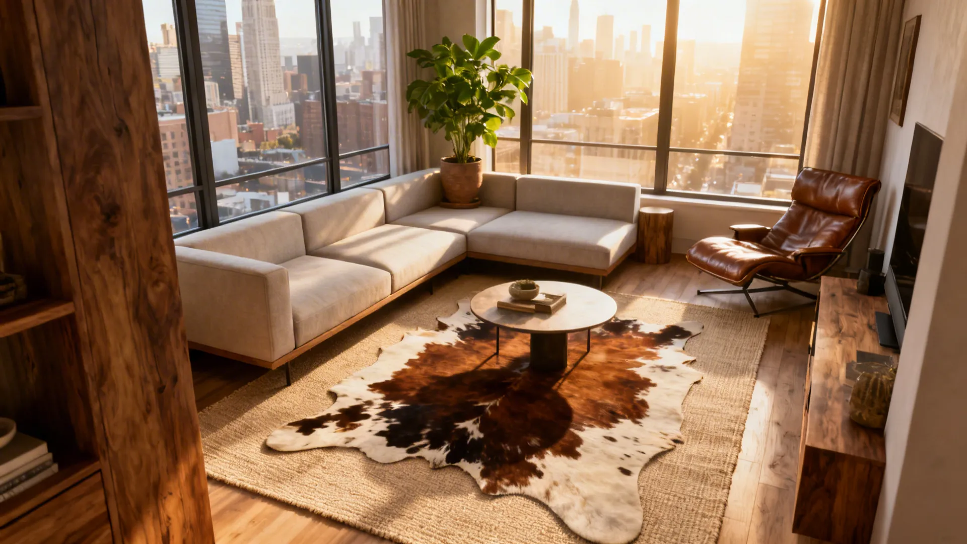 Cowhide Rugs Layout Small Living Room Feels Flat? Try a Cowhide Rug Layout