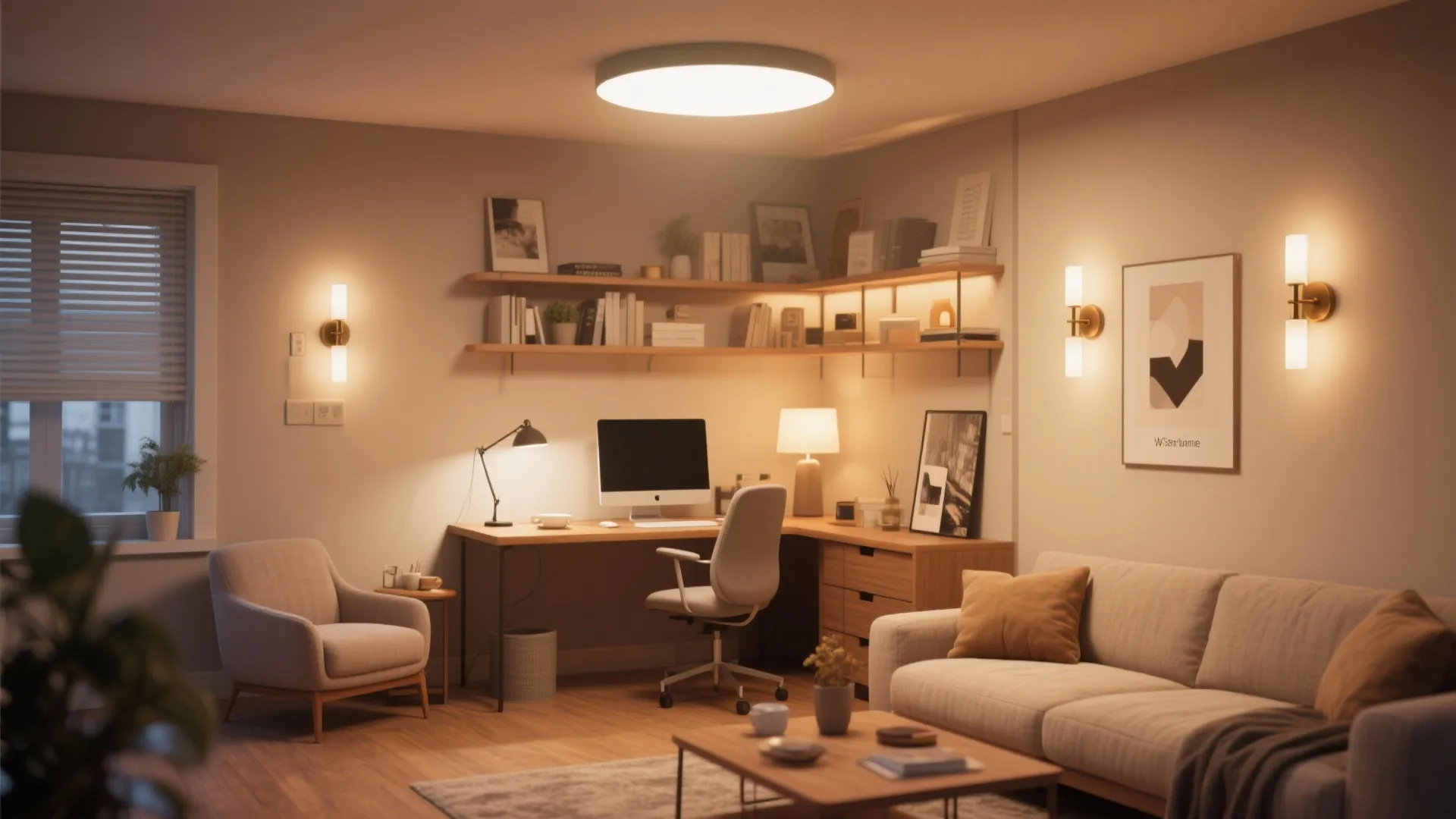 Cozy Corner with Layered Lighting