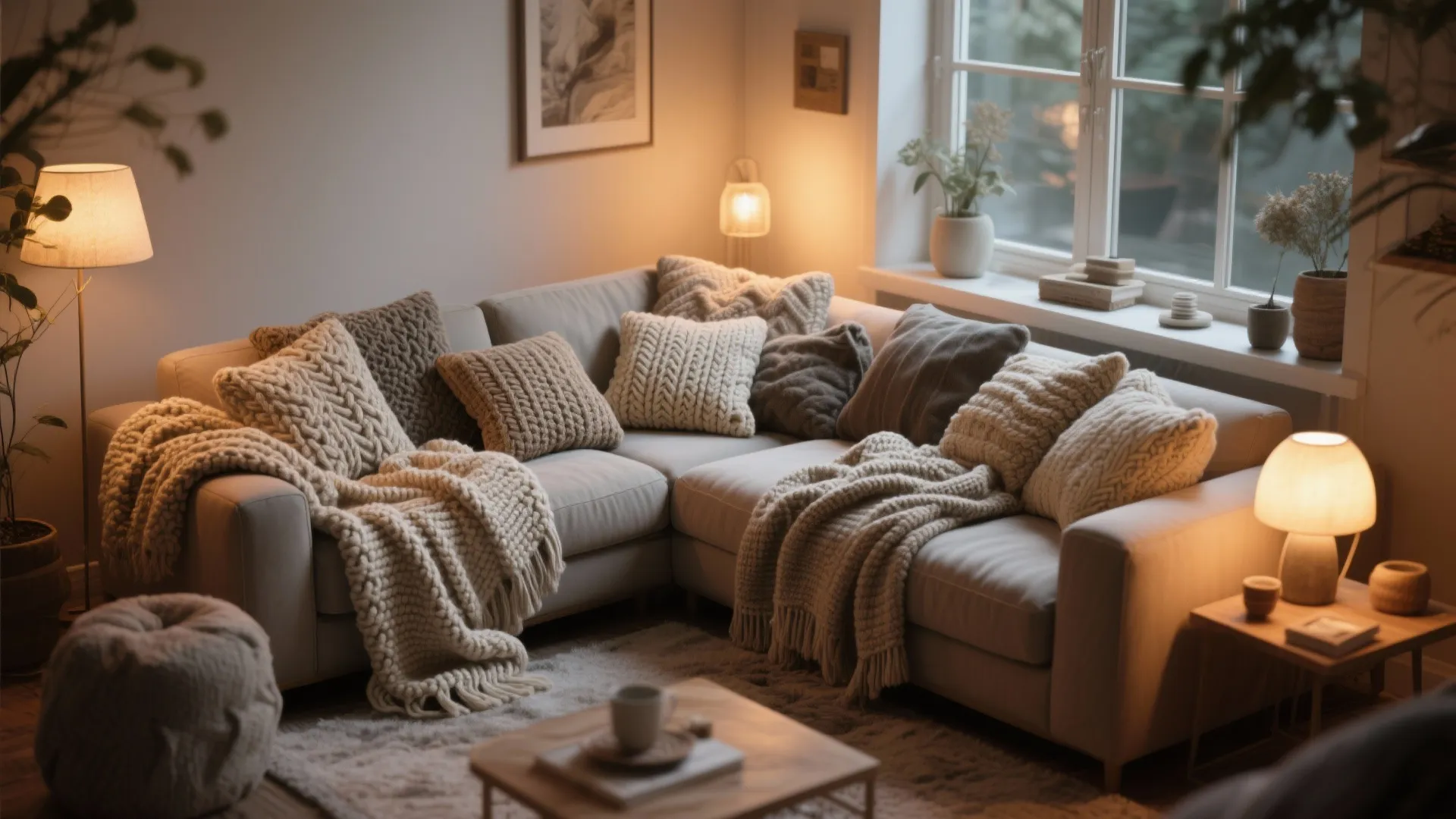 4. Corner coziness with throw blankets