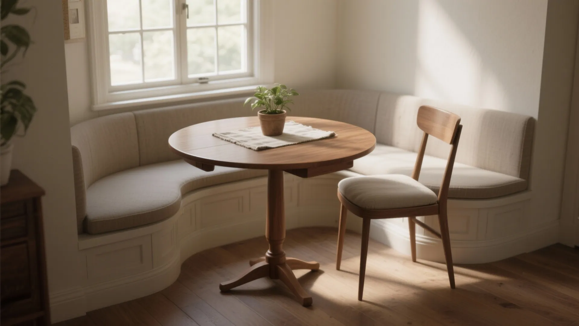 1. Cozy Corner Round Drop-Leaf