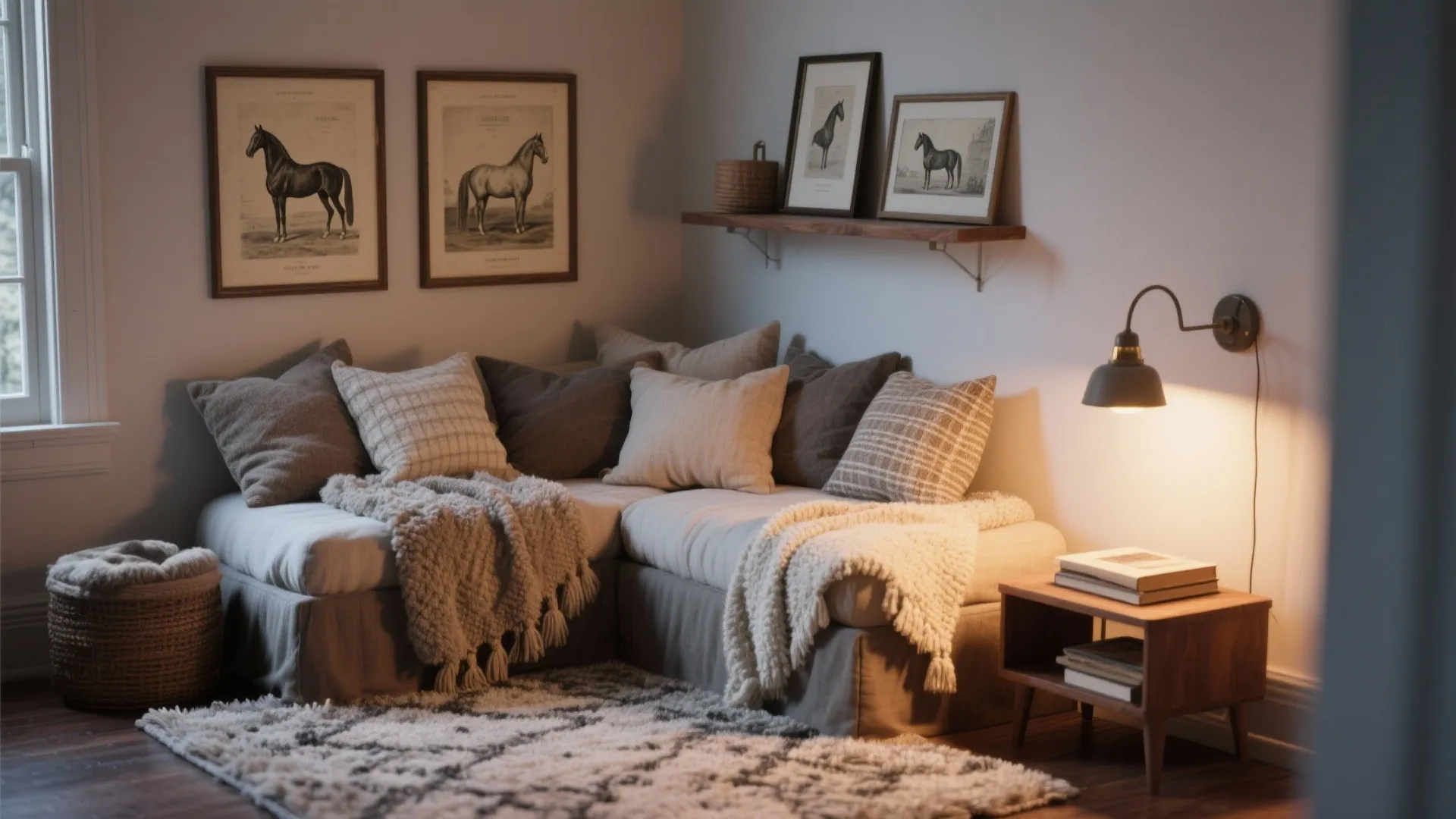 5. Cozy nooks and equine artwork