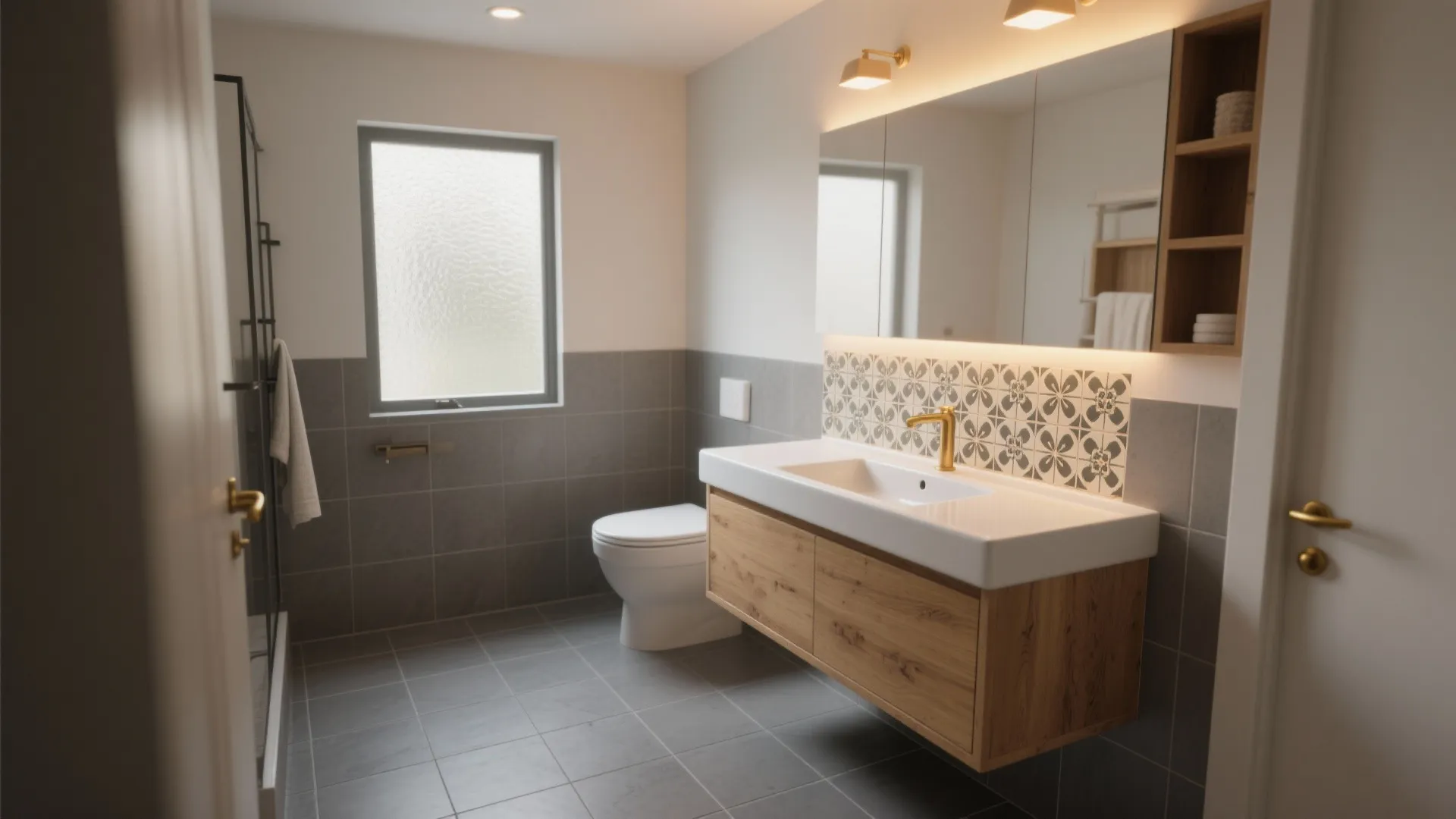 5 Small-Space Ideas for Gray Floor Bathrooms: Creative, practical bathroom design inspirations for small bathrooms with gray flooring — from layout tricks to lighting tips