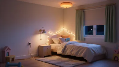 Cozy Children’s Bedroom with Warm Lighting & Gentle Colors