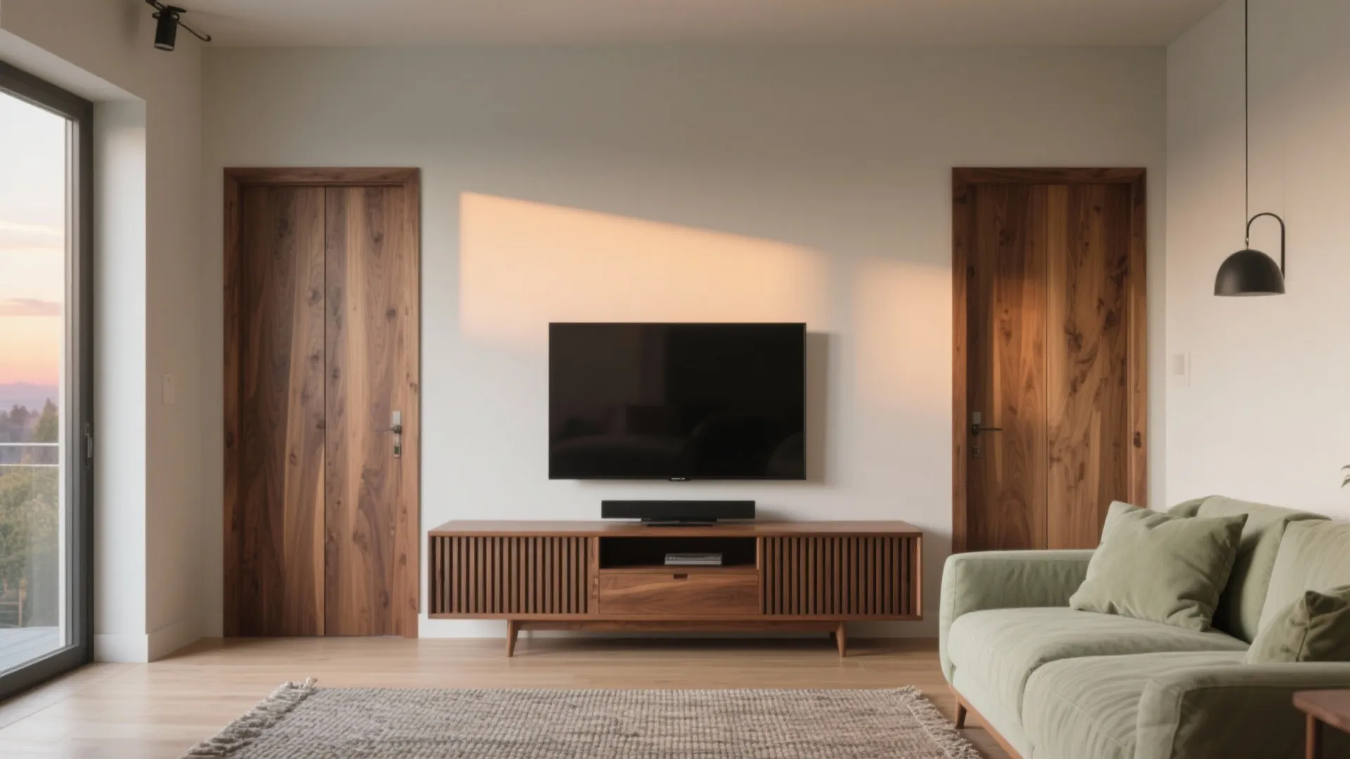 Warm wood elements to soften compact rooms
